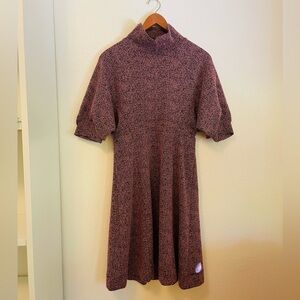 Maeve Anthropologie Tweed Mockneck Puff Sleeve Dress Size XS